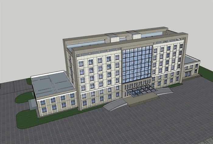 六层办公楼建筑方案设计（SU、CAD、效果图）