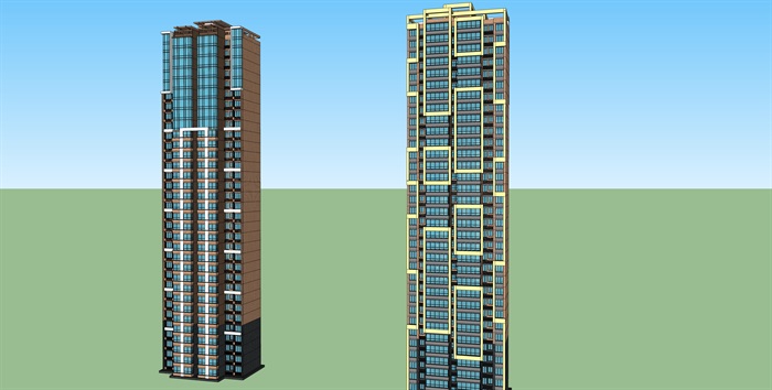 简约现代住宅楼高层su模型