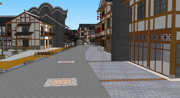旅游村镇改造中式商业街(3)