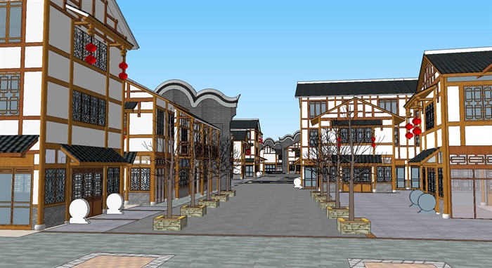 旅游村镇改造中式商业街(5)