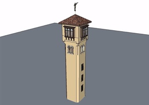 欧式风格详细完整的景观塔设计SU(草图大师)模型