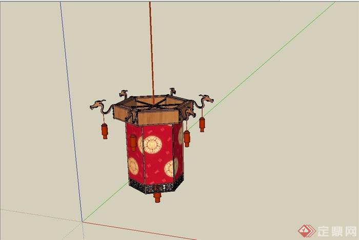 古典中式风格灯笼吊灯素材设计su模型