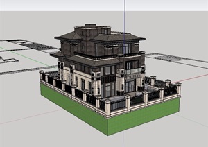 新古典风格经典详细的别墅设计SU(草图大师)模型