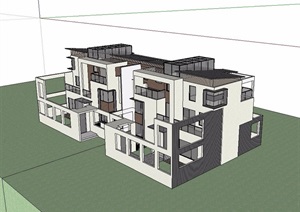 现代风格多层小区居住住宅楼设计SU(草图大师)模型