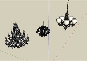 三种不同的吊灯素材设计SU(草图大师)模型