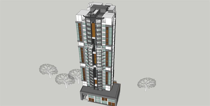 现代住宅高层详细建筑su模型