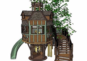 创意木制住宅小屋设计SU(草图大师)模型