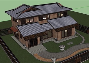 某日式风格木屋住宅建筑SU(草图大师)模型