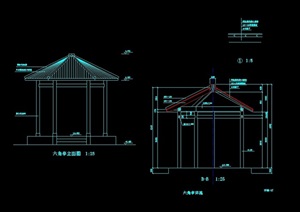 中式风格详细完整的景观亭cad施工图