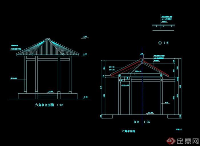 中式风格详细完整的景观亭cad施工图