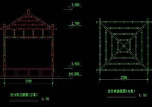 中式风格竹亭设计cad方案