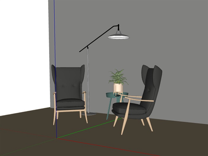 某沙发桌椅组合设计su模型