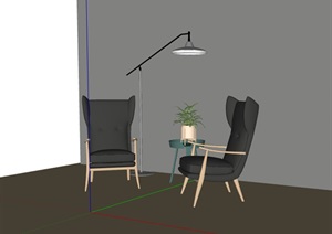 某沙发桌椅组合设计SU(草图大师)模型