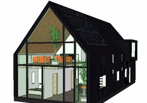 现代风格复式住宅小屋建筑设计SU(草图大师)模型