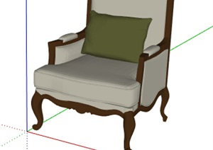 欧式风格单人椅子素材设计SU(草图大师)模型