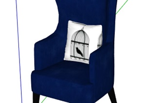 现代风格详细沙发椅子SU(草图大师)模型