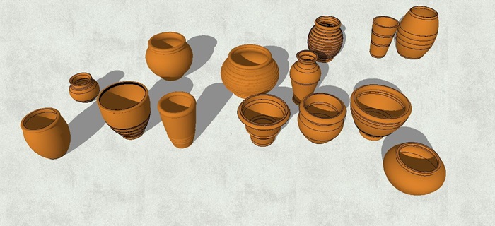 陶罐花盆小品素材设计su模型
