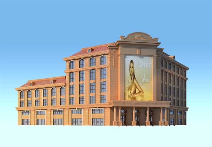欧式酒店详细建筑设计3d模型