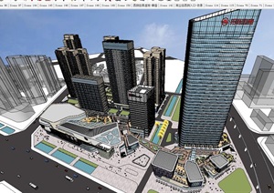 某城市综合体商业办公及居住精细建筑SU(草图大师)模型
