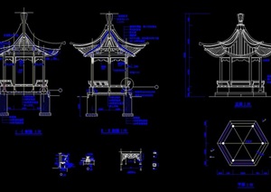 古典中式风格详细完整亭子cad施工图