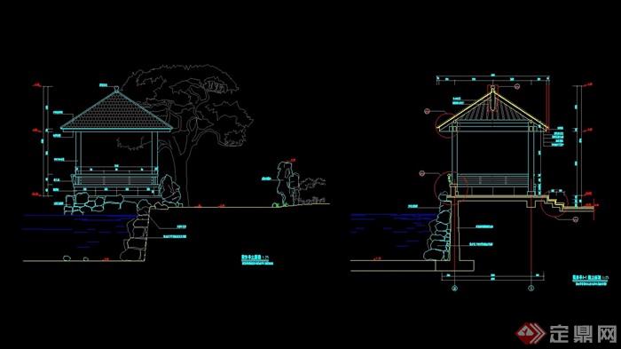 现代风格亭子设计cad施工图