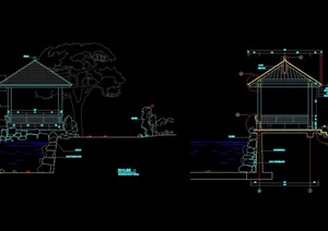 现代风格亭子设计cad施工图