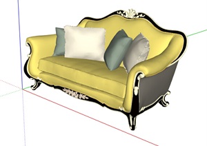 欧式风格室内客厅沙发设计SU(草图大师)模型