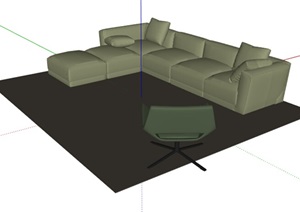现代室内沙发SU(草图大师)模型