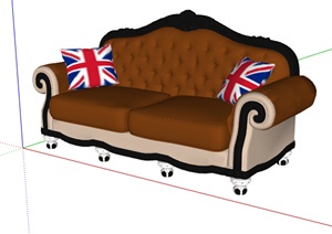 某英式风格详细沙发SU(草图大师)模型