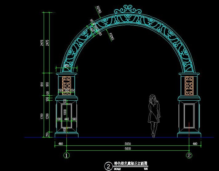 铁艺廊架CAD施工图