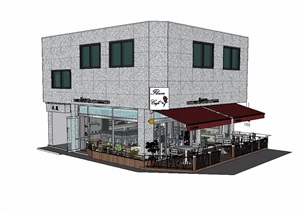 现代风格多层餐饮建筑SU(草图大师)模型
