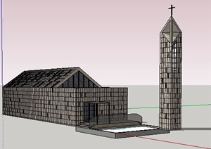 现代简约教堂建筑设计SU(草图大师)模型