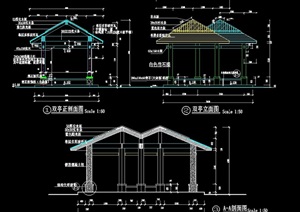 现代风格详细的休闲亭cad施工图