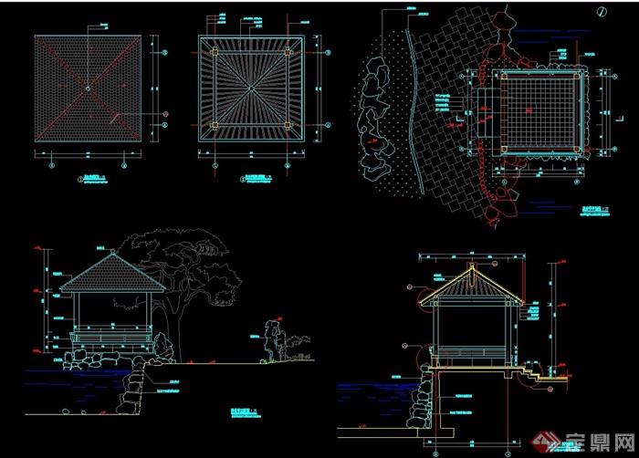 某现代风格滨水休闲亭设计cad施工图