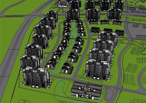 中式住宅小区（别墅、洋房）建筑SU(草图大师)模型