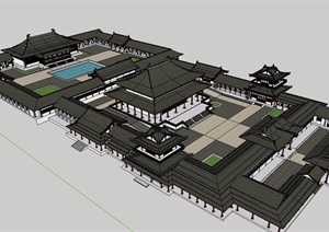 古建寺庙旅游建筑设计SU(草图大师)模型