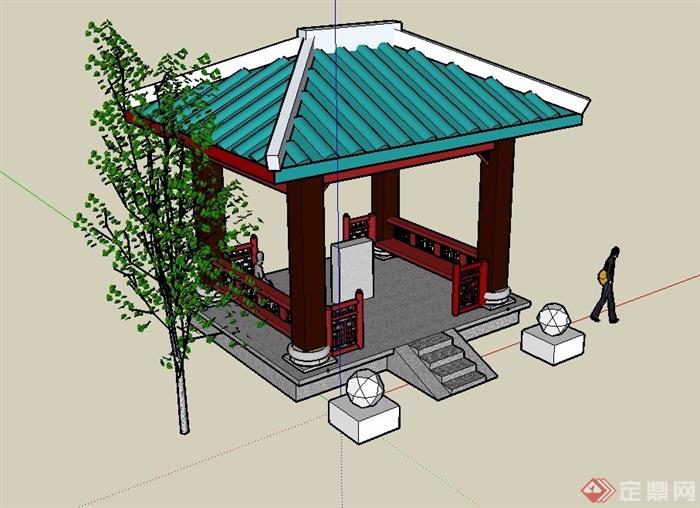 古典中式风格休闲凉亭su模型