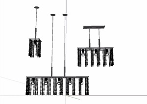 多种不同的室内吊灯SU(草图大师)模型