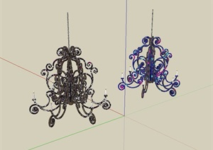 欧式风格详细完整的吊灯SU(草图大师)模型