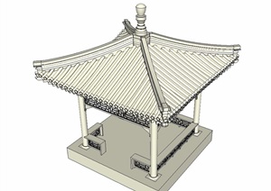 古典中式风格休闲凉亭素材SU(草图大师)模型