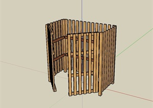 现代风格木质栅栏设计SU(草图大师)模型