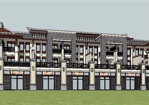 现代中式风格商铺住宅楼建筑SU(草图大师)模型