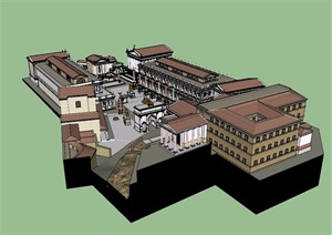 古罗马广场商业建筑SU(草图大师)模型