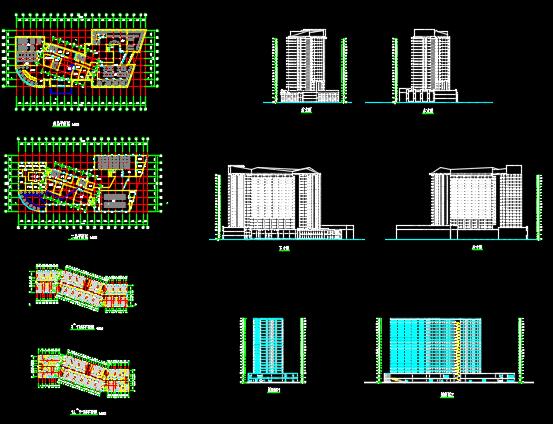 二十一层酒店建筑方案图(含CAD图+PSD效果图+su模型+排版JPG）-约53400平(2)