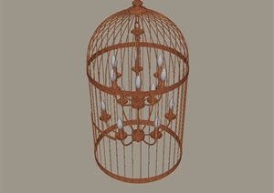 现代风格室内鸟笼吊灯SU(草图大师)模型