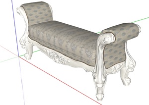 欧式风格详细的坐凳SU(草图大师)模型