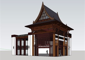 东南亚商业楼建筑设计SU(草图大师)模型