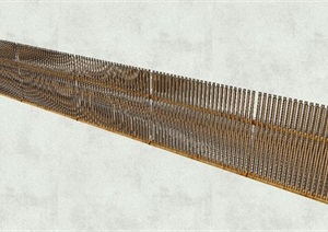 某中式详细竹木篱笆栏杆围栏SU(草图大师)模型