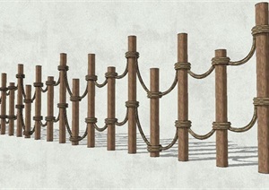 某中式竹木篱笆栏杆SU(草图大师)模型