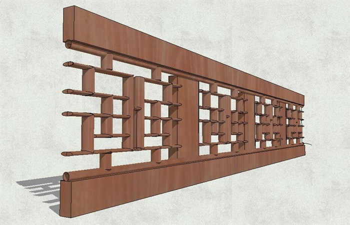 古典中式风格详细木质栏杆设计su模型